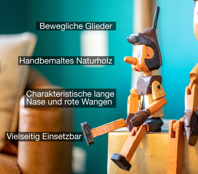 Pinocchio Figur aus Naturholz (28 cm)